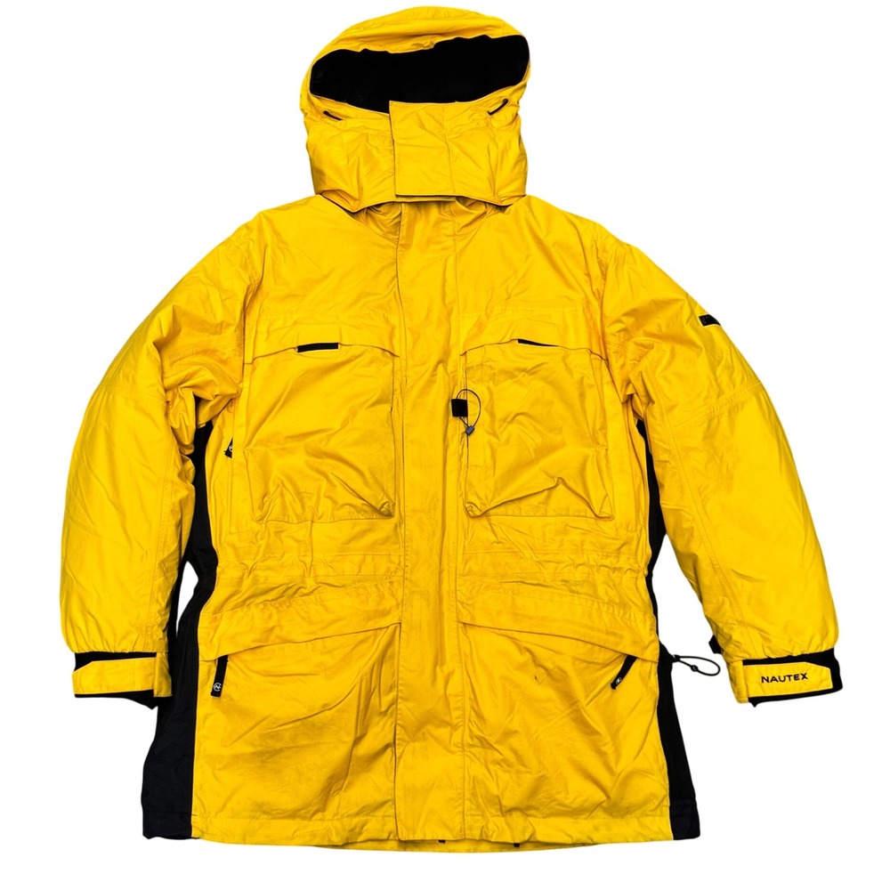 Size Medium - Vintage Nautica Nautex Competition 2in1 Sailing Yellow Black Parka